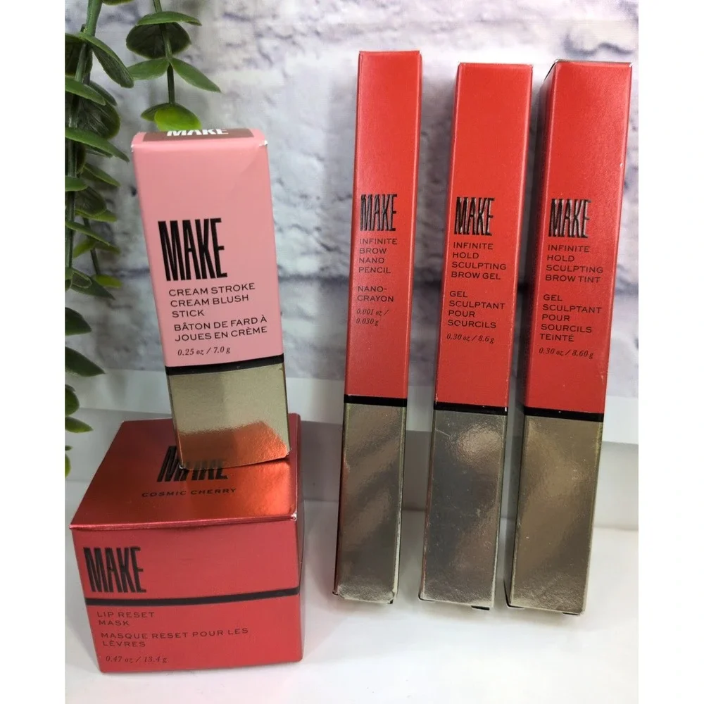 NIB LOT 5🚨MAKE Beauty Blush Hypernude Stick Taupe Brow Gel Tint Pencil Lip Mask